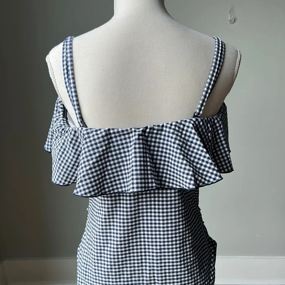 KONA  SOL SIZE L  Blue Navy and White Gingham Swimsuit - Picture 3 of 10
